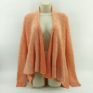 Anthropologie Moth Wool Cotton Orange White Open Knit Waterfall Cardigan XS